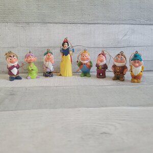 Snow White & Seven Dwarfs Hanging Figurines Set Ornaments Vintage